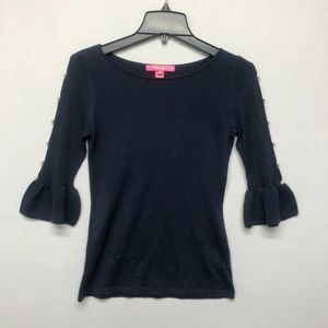 Lilly Pulitzer Women 3/4 Sleeve Rosemary Sweater Top Size XXS Navy Blue B215 -16